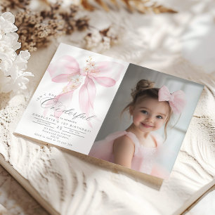 Invitation Pink Bow fille magnifique 1er anniversaire Photo