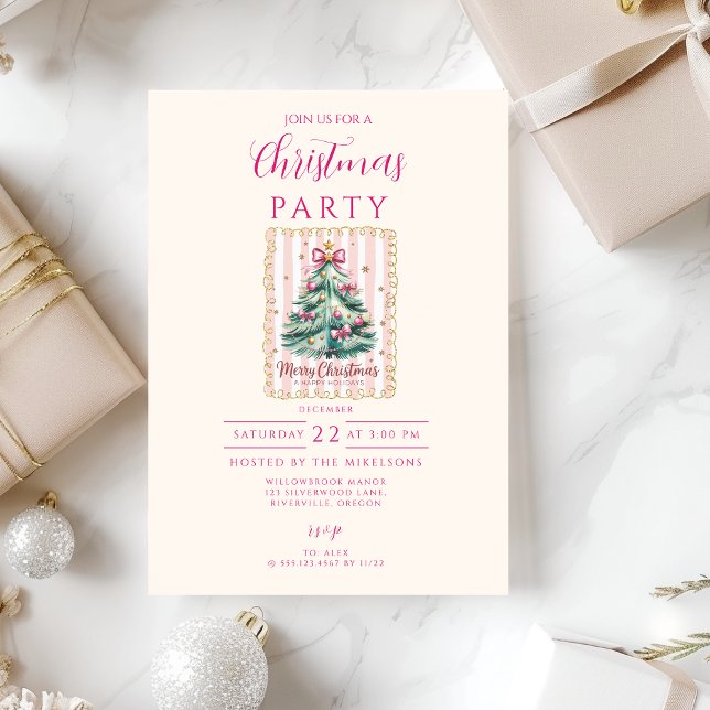Invitation Pink Bow Merry Christmas (Créateur téléchargé)