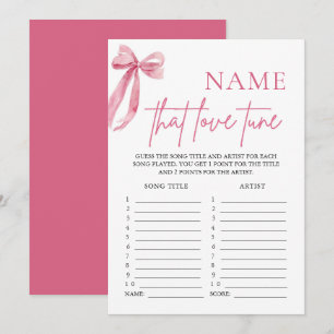 Invitation Pink Bow Nom Qui Aime Tune Fête des mariées Jeu