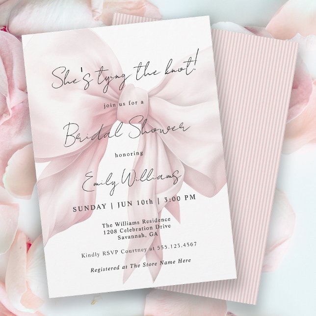 Invitation Pink Bow nouer la Fête des mariées de noeud (Available in both printed and instant download digital formats.)
