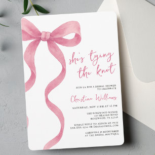 Invitation Pink Bow She’s Tying The Knot Fête des mariées