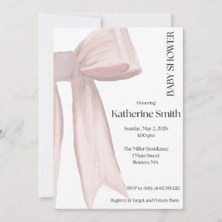 INVITATION PINK BOW SHOWER BABY