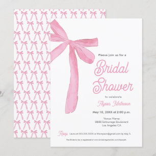 Invitation Pink Bow thème nuptiale douche personnalisable
