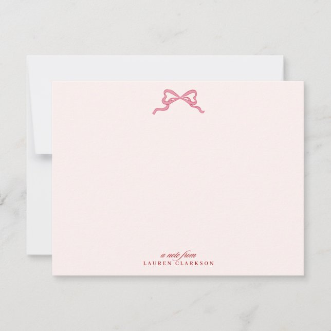 Invitation Pink Bow Valentine’s Day Note Card (Devant)