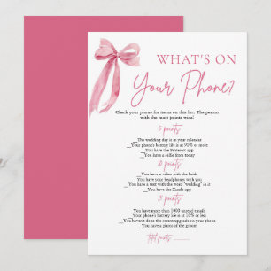 Invitation Pink Bow What's On Your Phone Fête des mariées Gam