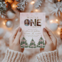 Pink Bow Winter Onederland Girl 1st Birthday Photo