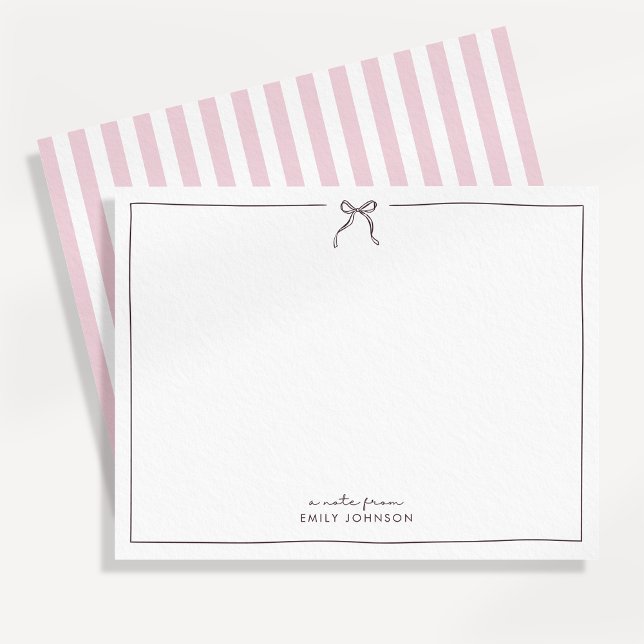 Invitation Pink, brown & Stripes a Note from Flat Note Card (Créateur téléchargé)