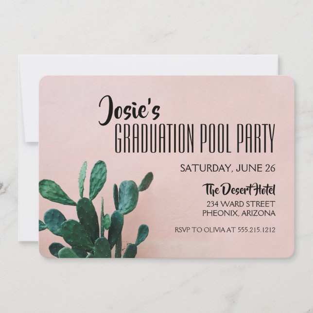 Invitation Pink Cactus Gradus Pool Party (Devant)