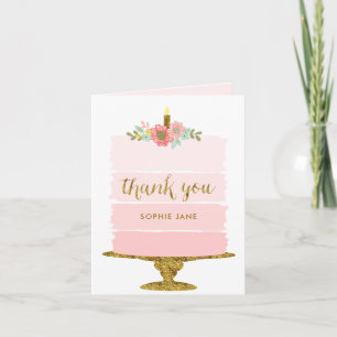 Invitation Pink Cake Premier anniversaire Parties scintillant