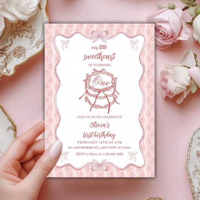 Invitation Pink Cake Sweetheart First Birthday (Créateur téléchargé)