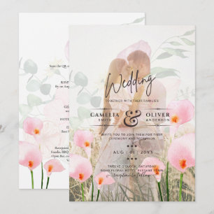 INVITATION PINK CALLA MENTIONNE PHOTO OVERLAY MARIAGE INVITE