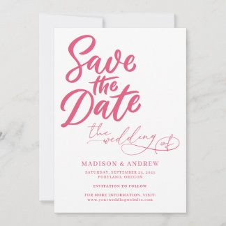 Invitation Pink Calligraphy Save the Date Wedding Invite