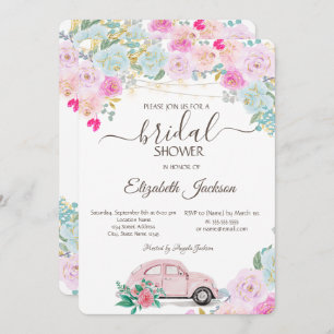 Invitation Pink Car Lights Chic Rose Fête des mariées