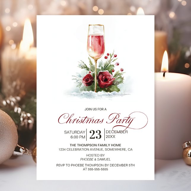 Invitation Pink Champagne Christmas Party (Créateur téléchargé)