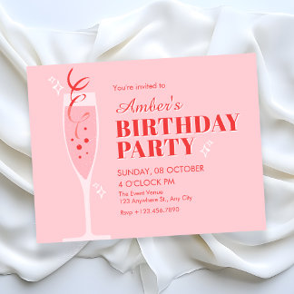 Invitation Pink champagne cocktail birthday