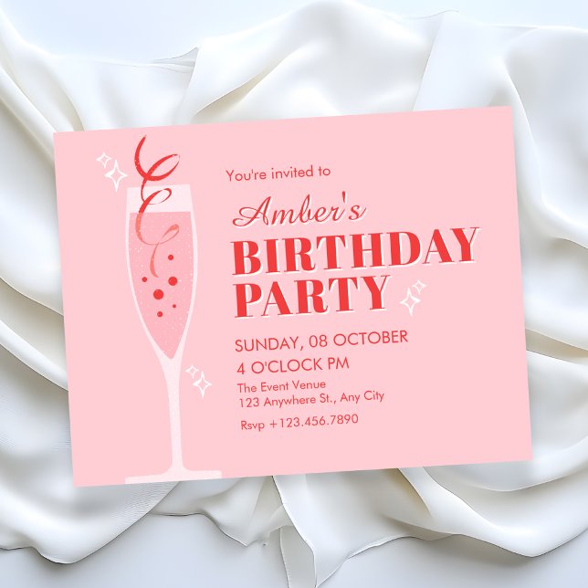 Invitation Pink champagne cocktail birthday (Créateur téléchargé)