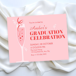 Invitation Pink champagne cocktail graduation