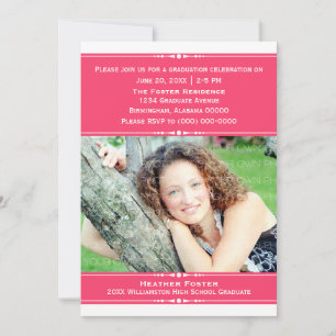 Invitation Pink Chic Photo Graduation