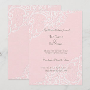 Invitation Pink Chic Vintage Élégant Mariage dentelle