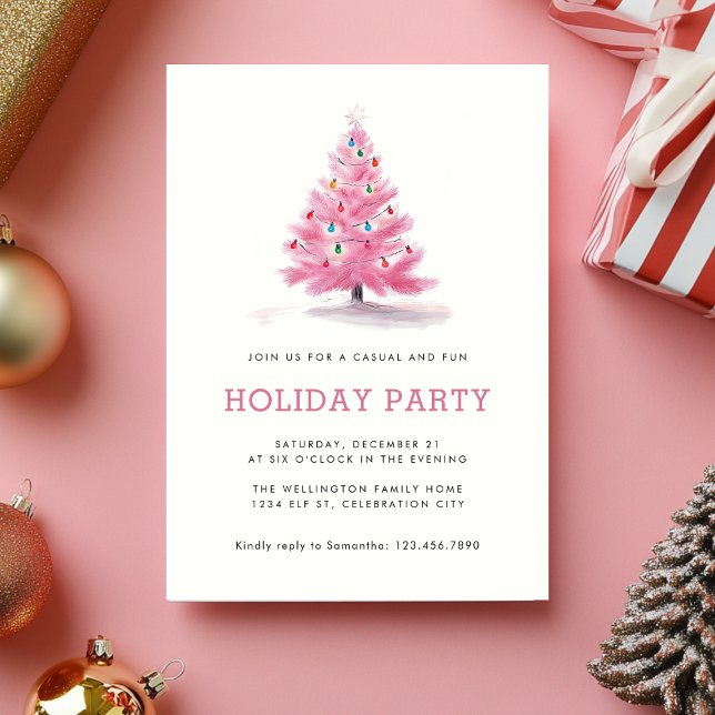Invitation Pink Christmas Tree Fun Décontracté (Créateur téléchargé)