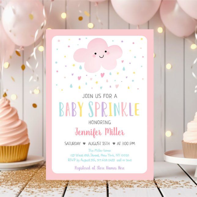 Invitation Pink Cloud Girl Baby Sprinkel (Créateur téléchargé)