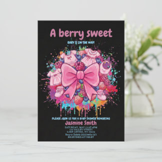Invitation Pink Coquette Baby Clothes Berry Sweet Baby Shower