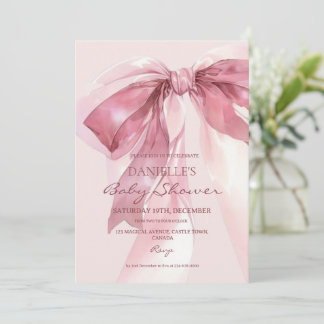 Invitation Pink Coquette Bow Baby Girl Shower
