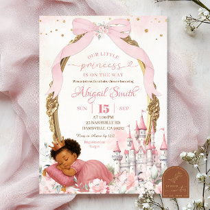 Invitation Pink Coquette Fairytale African Girl Baby shower
