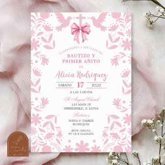 Invitation Pink Coquette Talavera Cielito Lindo Baptism 