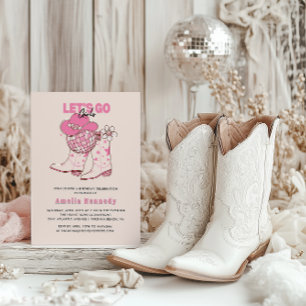 Invitation Pink Cowgirl Anniversaire Fête Laisser Go Girls Re
