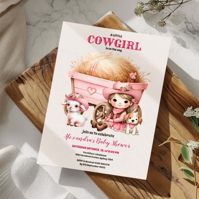 Invitation Pink Cowgirl Baby shower occidental (Créateur téléchargé)