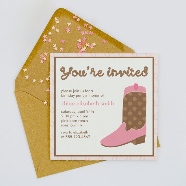 Invitation Pink Cowgirl Boot Western Anniversaire (Créateur téléchargé)