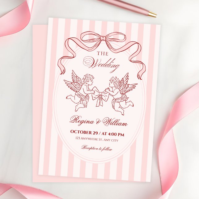 Invitation Pink Cupid angel wedding  (Créateur téléchargé)