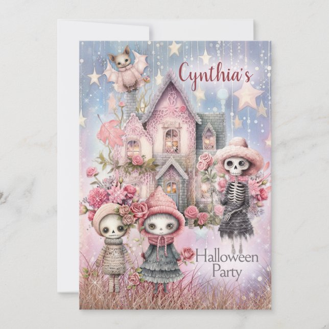 Invitation Pink Cute Halloween Party (Devant)