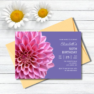 Invitation Pink Dahlia Lavande Florale Purple 50e anniversair