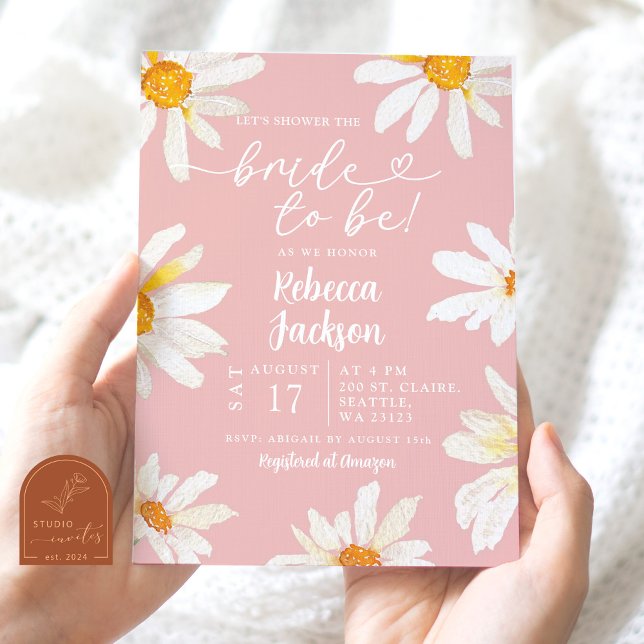 Invitation Pink Daisy Sunflower Mariée Pour Être Fête des mar (Créateur téléchargé)