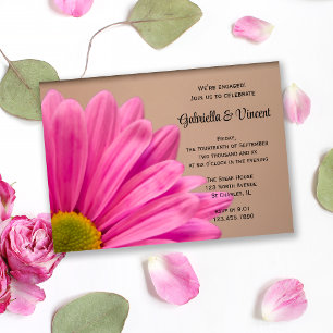 Invitation Pink Daisy sur l'invitation du Tan Engagement Part