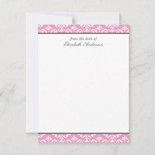 Invitation Pink Damask Flat Merci Notes