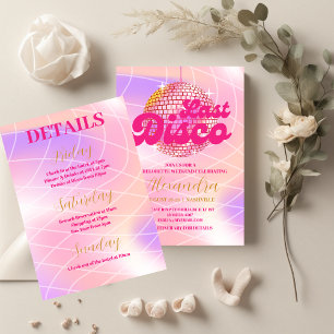 Invitation Pink Dernier Disco Retro 70's Bachelorette Party