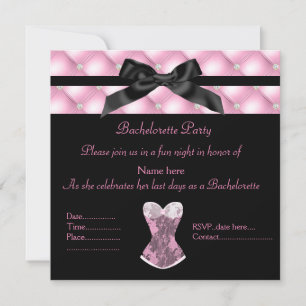 Invitation PInk diamant nouveau deSign corset classe noire