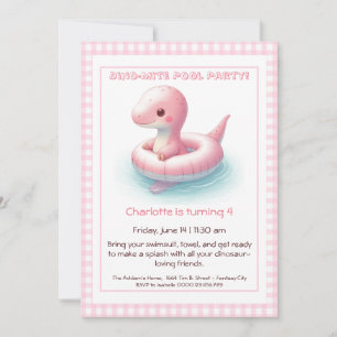 Invitation Pink Dino-Mite Anniversaire Pool