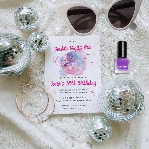 Invitation Pink Disco   Double Digit 10e Anniversaire