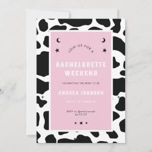 Invitation Pink Disco Space Cowgirl BachelorParty Simple