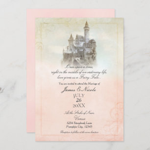 Invitation Pink Dreamy conte fée Histoire livre Mariage Châte