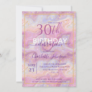 Invitation Pink Faux Gold Parties scintillant Agate N'Importe