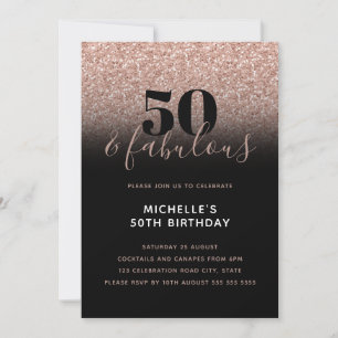 Invitation Pink Faux Parties scintillant 50 & Fabulous 50th B