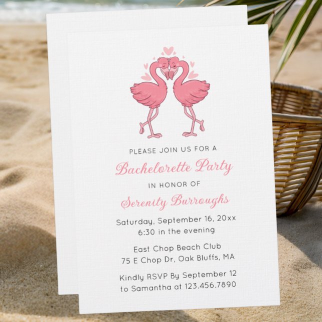 Invitation Pink Flamingo Tropical Beach Bachelorette Party (Créateur téléchargé)
