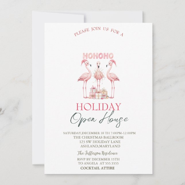 Invitation Pink Flamingos Presents Holiday Open House  (Devant)