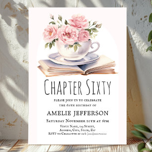 Invitation Pink Floral 60e thème du livre Anniversaire
