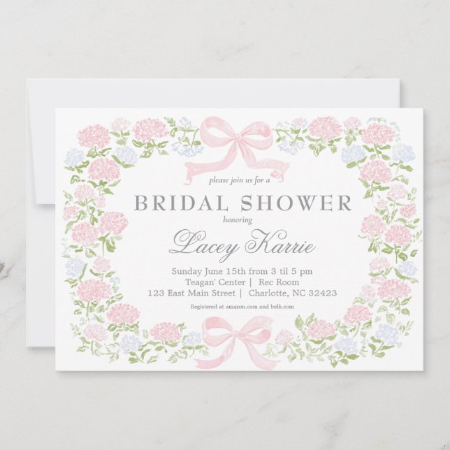 Invitation Pink Floral Baby Shower Invitation,  (Devant)